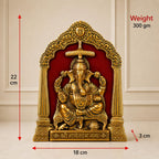 KridayKraft Metal Ganesha ji statue in woodan frem,Ganpati Wall Hanging Sculpture Idol and table top Your Home, Office,Religious Gift Article Decorative,Showpiece Figurines
