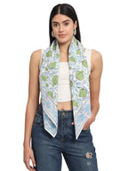 Ravaiyaa - Attitude is everything Sanganer Hand Block Printed Scarves Pure Cotton Scarf Square Hijab Dupatta 40 X 40 Inch (Green)