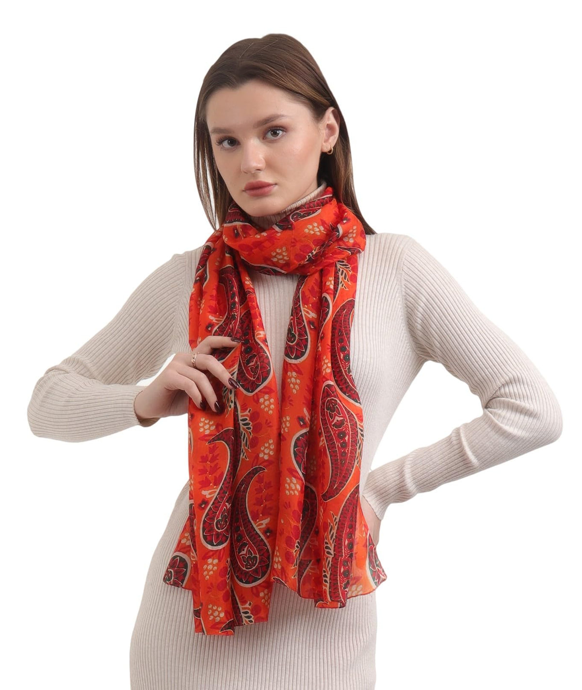 EH 100% Pure Mulberry Silk Scarf for Women, head scarf, neck scarf, hair scarf, digital printed long (22 X 72) (MC 11)
