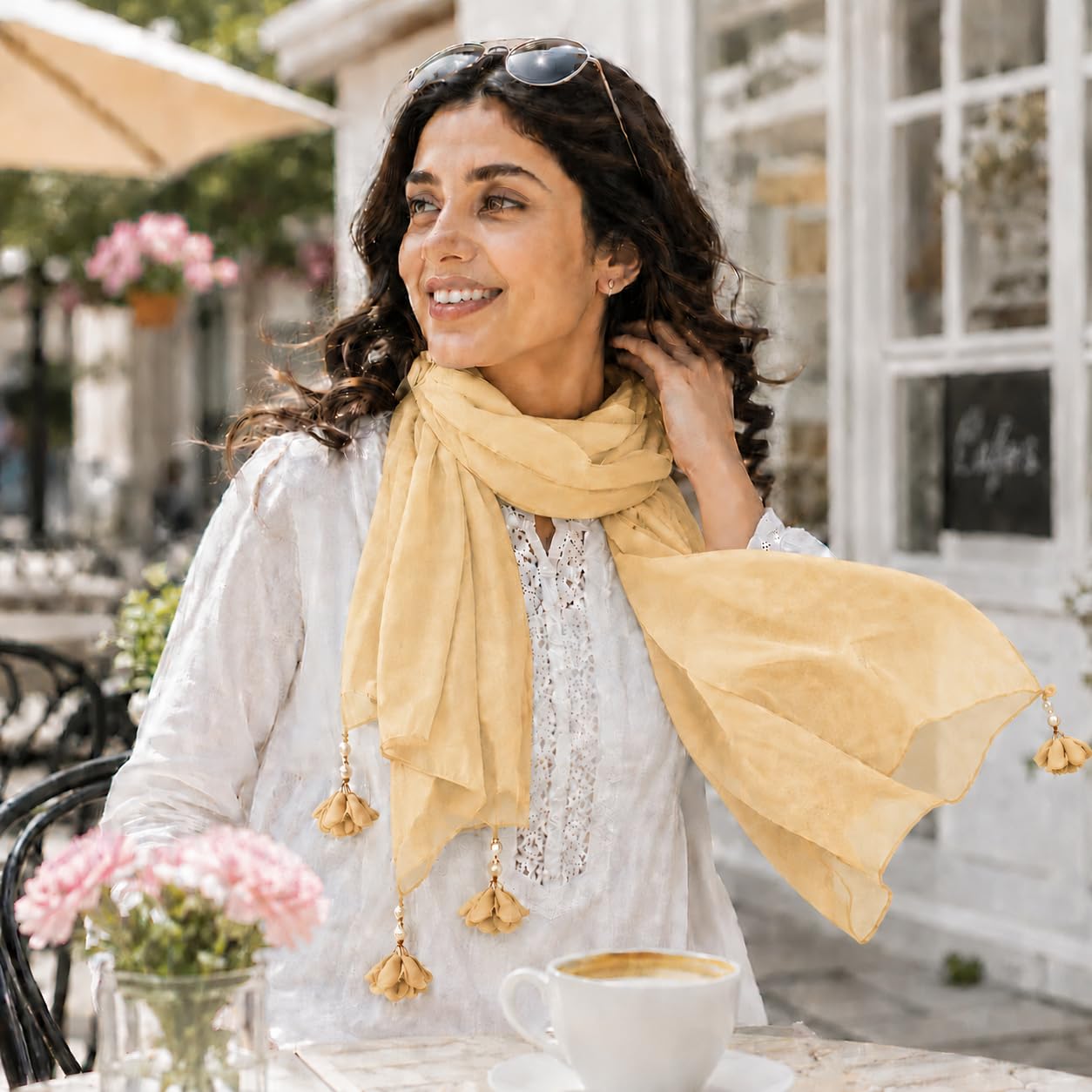 Women’s Chiffon Scarf Soft Lightweight Premium Stoles for Girls & Women | Stylish Modest Wear Dupatta for Daily & Party Use (Soft Mustard)