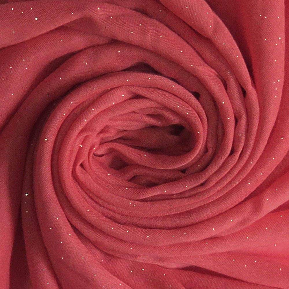 Lina & Lily Solid Shimmer Sparkle Glitters Sheer Maxi Shawl Head Scarf Hijab (#28 CORAL)