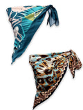 leeza store Women's Turquoise & Beige Blue Poly Satin Silk Square Digital Printed Scarf | Dupatta| Stole| Beach Wear| Fashion Accesorries| Bandana| Head Scarf| Hair Wrap-(LZSTNSCARF13-LZSTNSCARF11)