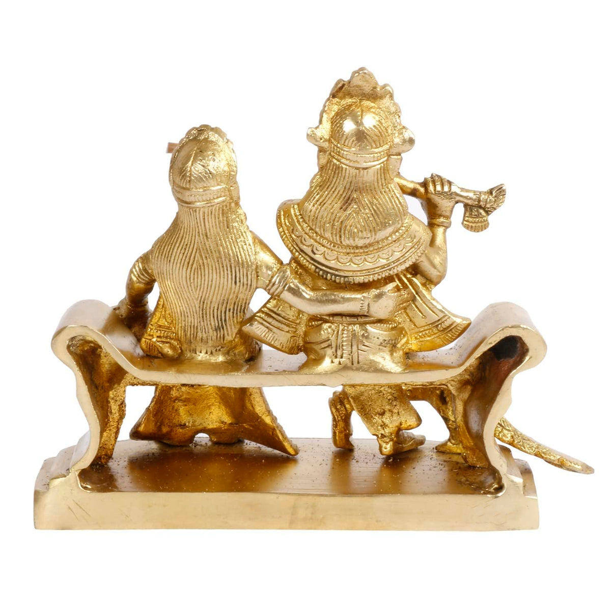 SVARUP Brass Radha Krishna Bhagwan Murti on Sofa in Gold Color Height 5.5 Inch