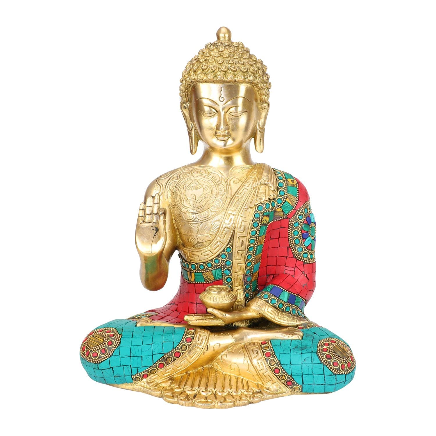 SVARUP Brass Gautam Buddha Idol Tibet Buddha Buddhist Buddhism Decorative Figurines Murti for Height 12 Inch Weight 6 Kg Multicolor