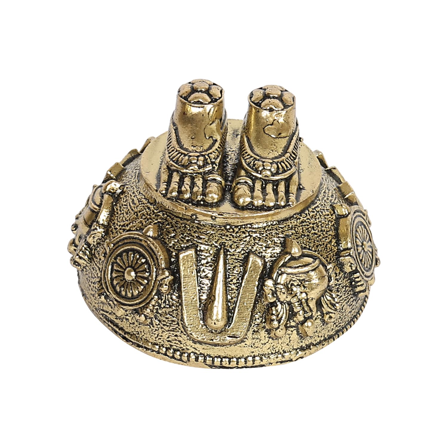 ARTVARKO Brass Lord Balaji Charan Venkateswara Feet Vishnu with Shanku & Chakra Namam Divine Blessings from Tirupati 2 Inch