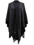 Black Metallic Knit Shawl Wrap