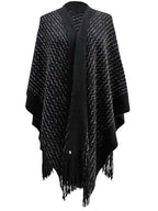 Black Metallic Knit Shawl Wrap