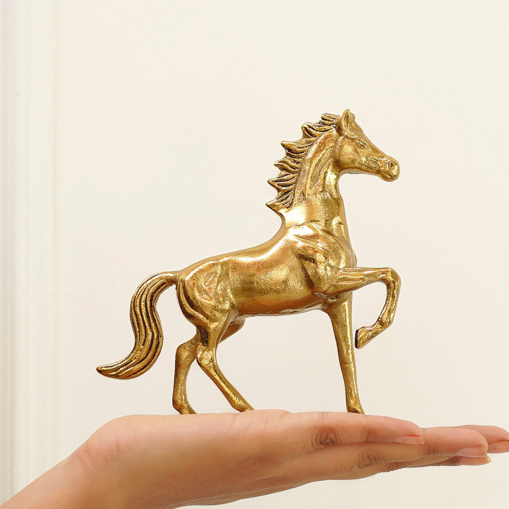 BEHOMA Metal Horse Figurine Showpiece Pack of, Gold - Pack of 5