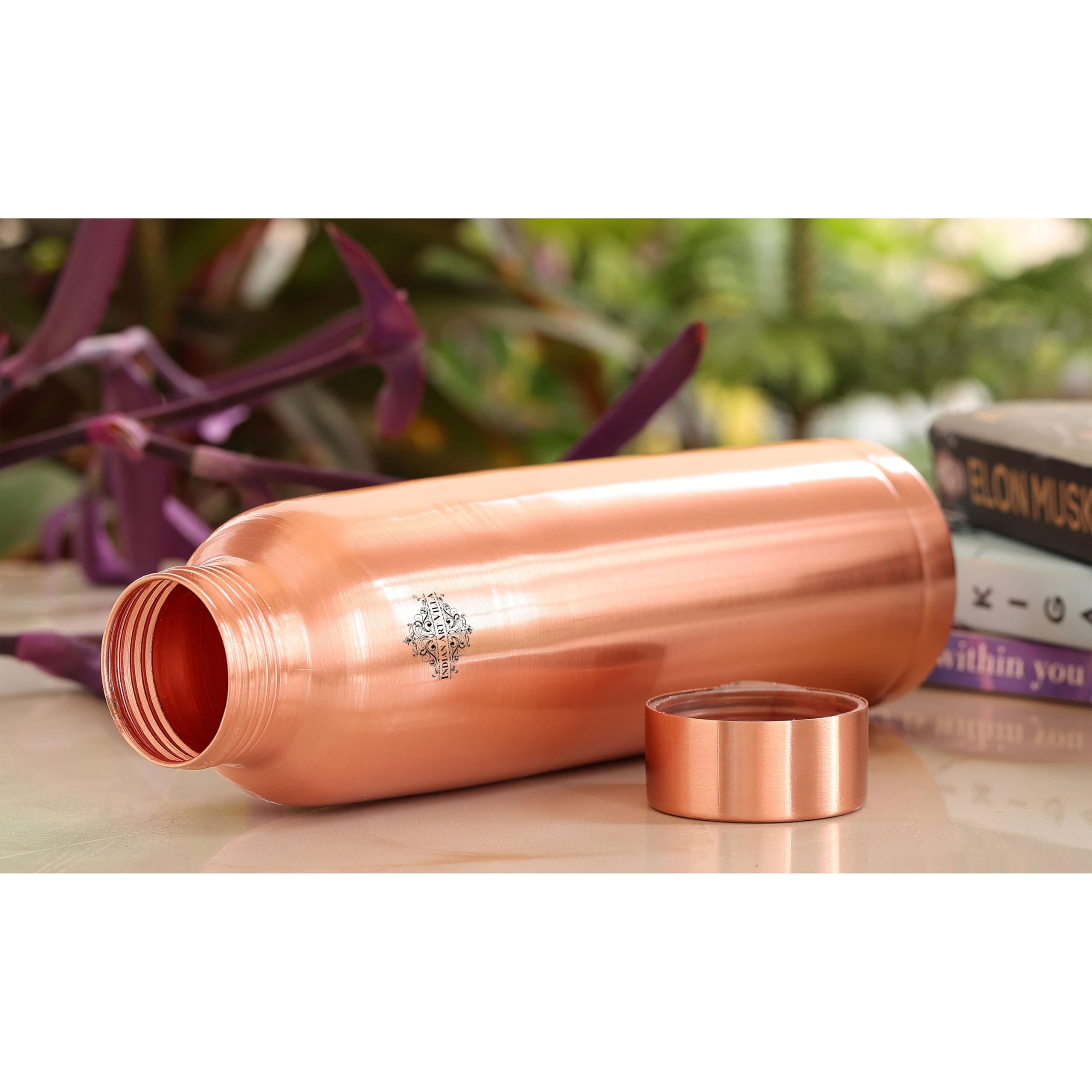 INDIAN ART VILLA Pure Copper Water Bottle 750 ML, Leak-Proof & Ergonomic Design, Ayurvedic Health Benefits, Durable Bottle for Office, Gym, Yoga & Travel