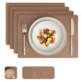 Encasa XO Leather Dining Table Mats, Heat & Stain Resistant Taupe Kafalo