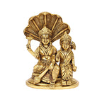 ARTVARKO Brass Vishnu Laxmi Sitting on Sheshnaag Murti Lord Bhagwan Vishnu Narayan Lakshmi Laxmi Statue for Home Decor Mandir Pooja Gift 6.5 Inch