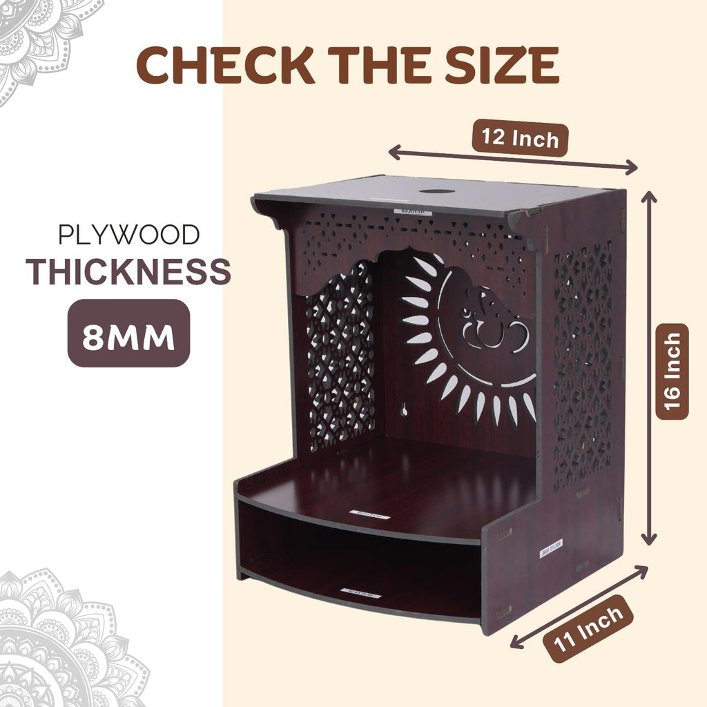 Furnivision Mandir for Home Temple for Home Pooja Mandir for Home Beautiful Wooden Temple for Home Pooja Stand for Home and Office with LED Spot Light Temple