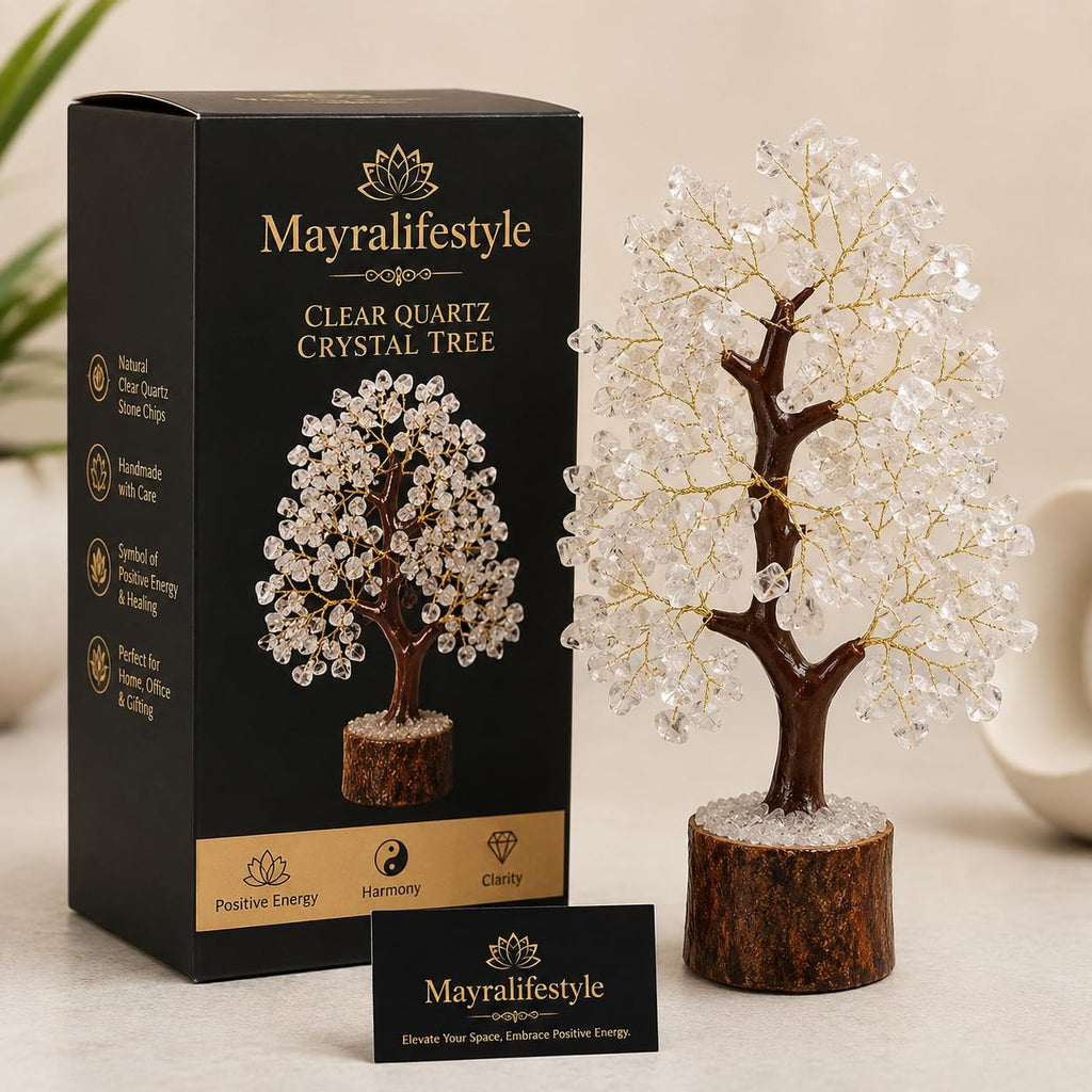 Mayralifestyle Natural Clear Quartz Crystal Tree | Handmade Gemstone Wish Tree for Home Decor, Office Desk, Meditation & Reiki Healing | Decorative Crystal Bonsai Tree
