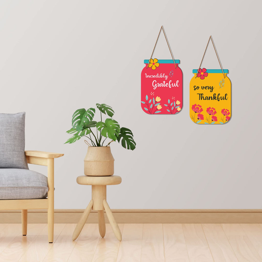 Artvibes Motivational Quotes MDF Wood Wall Hanger Ornaments | Quotes Decor Item | Motivational Wall Decor | Wall Poster | Graphic Art | Gift Items | Office Wall Decoration Items (WH_6807N), Set of 2