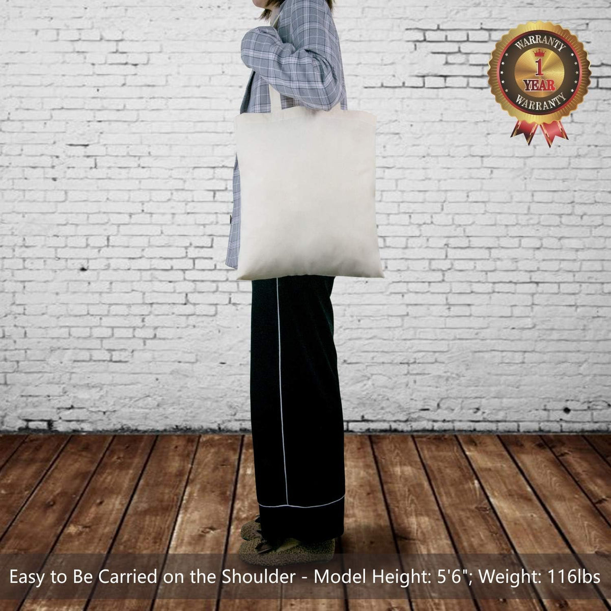 MyOrganicBag Economical Sustainable Cotton Tote Bag, Lightweight Medium Reusable Grocery Shopping Cloth Bags, Suitable for DIY, Advertising, Promotion, Gift, Activity (Pack of 5)