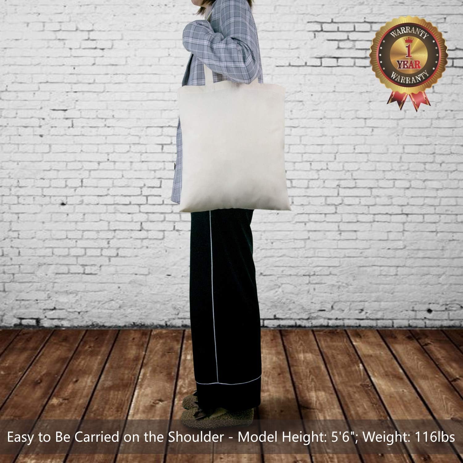 MyOrganicBag Economical Sustainable Cotton Tote Bag, Lightweight Medium Reusable Grocery Shopping Cloth Bags, Suitable for DIY, Advertising, Promotion, Gift, Activity (Pack of 24)