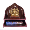 VJ Sons Wooden Wall Mounted Hanging Puja Temple Wood God Stand for Pooja Room | Mandir Devghar Stand Temple | Home Temple | Puja Mandir (Dark Brown 2)