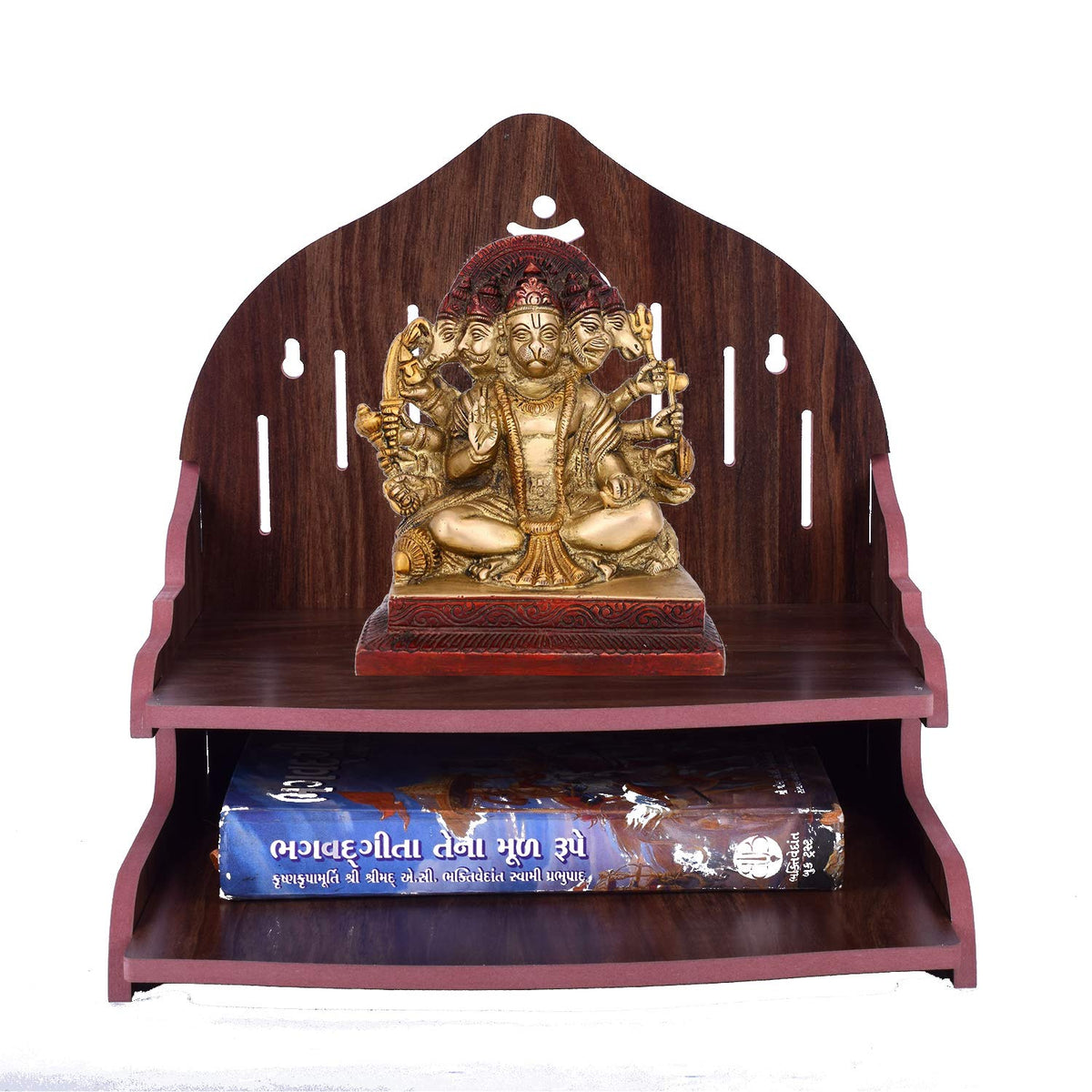 VJ Sons Wooden Wall Mounted Hanging Puja Temple Wood God Stand for Pooja Room | Mandir Devghar Stand Temple | Home Temple | Puja Mandir (Dark Brown 2)