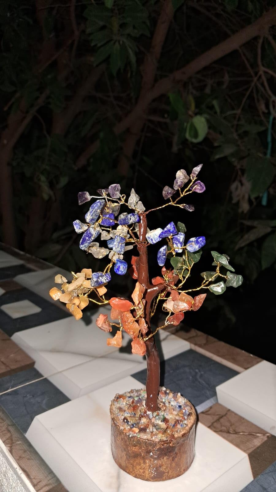 Seven Chakra Tree Gemstone Crystal Natural Healing Bonsai | Fortune Money Plant for Good Luck, Wealth, Prosperity | Spiritual Gift Showpiece for Home Decor, Office Decoration, Marriage Gift (6-8 Inch)
