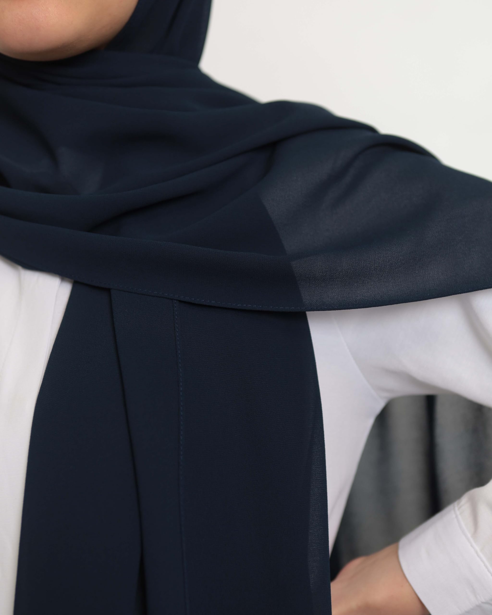 Masrat Collection Poly Georgette Scarf Women Girls Wrap Large Size Hijab Dupatta (without inner cap) (Navy Blue)