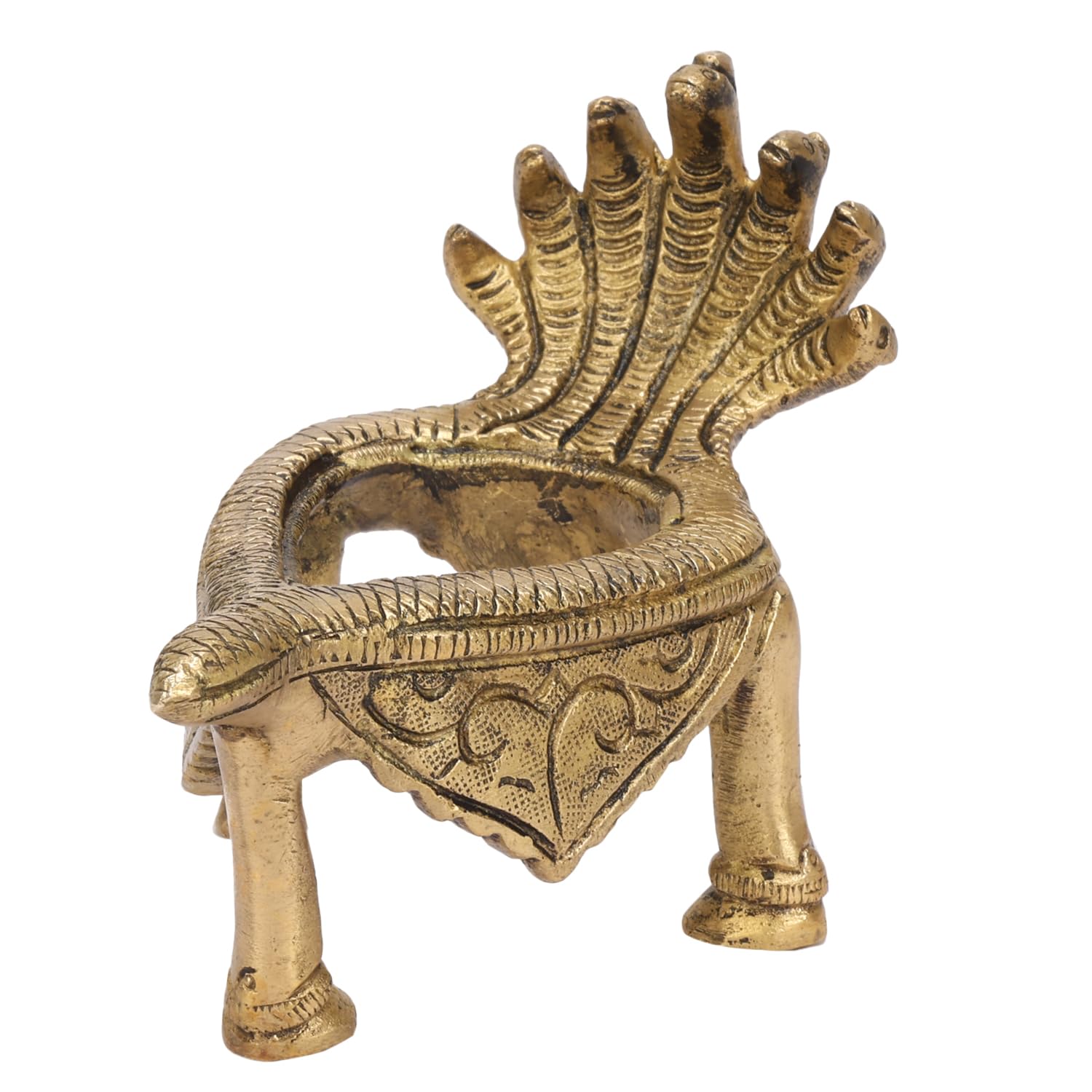 ARTVARKO Brass Shankh Stand Conch Sheshnaag Holder for Home Office Temple Prosperity (LxBxH-12.5x7x8.5 cm)