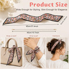 Floral Print Neck Hair Scarf for Women With Faux Pearl Chain Handbag Decor