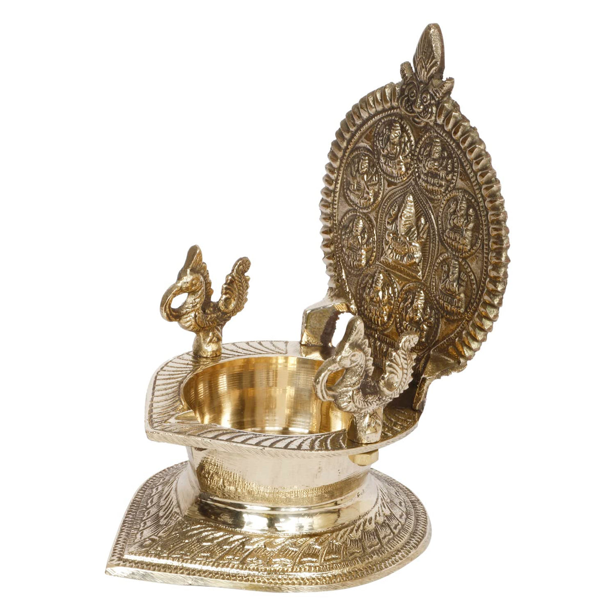 Artvarko Big Brass Astalakshmi Oil Diya with Ganesha for Home Decor Pooja Decorative Deepak Diwali Puja Gift 7 Inch