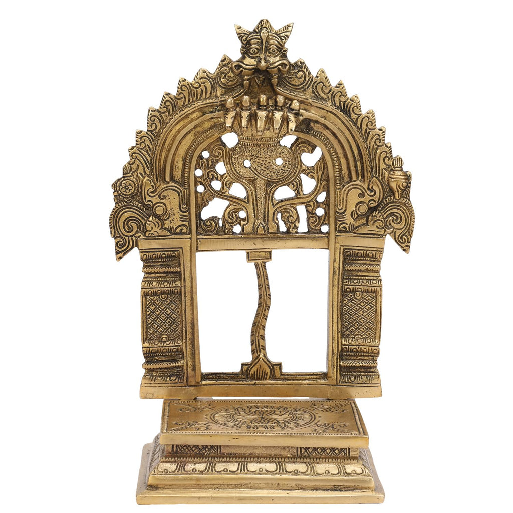 ARTVARKO Brass God Sheshnaag Throne Pooja Singhasan Chowki Prabhavali for Idol Seat God Stand Pooja for Idols 9 Inch