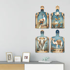Artvibes Peacock Elephant Camel Pichwai Art Decorative MDF Wooden Wall Art for Home | Printed Wall Decoration | Graphic Artwork | Aesthetic Wooden Decor | Sceneries | Ideal Gifts (WH_5652N), Set of 4