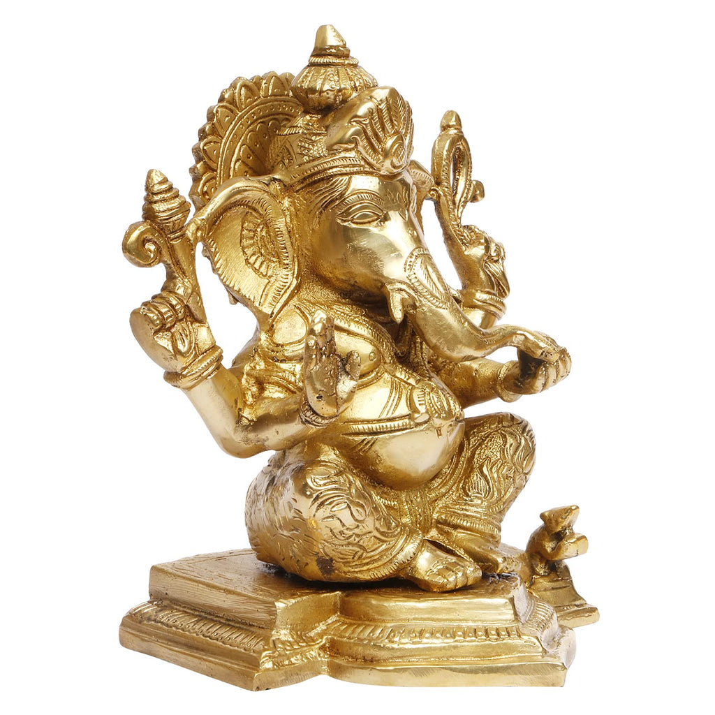 ARTVARKO Lord Ganesha Beautiful Brass Idol Hindu Good Luck God Ganesh Statue Religious Decorative Sculptures 7.5 Inch