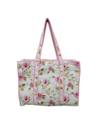 Raj Handicrafts Cotton Printed Tote Bag,Hand Bag Multicolor Quilted Hand Block Floral Printed Women's Carry Bag Shoulder Shopping Tote Bags 18x5.5x16 Inch (White 6)