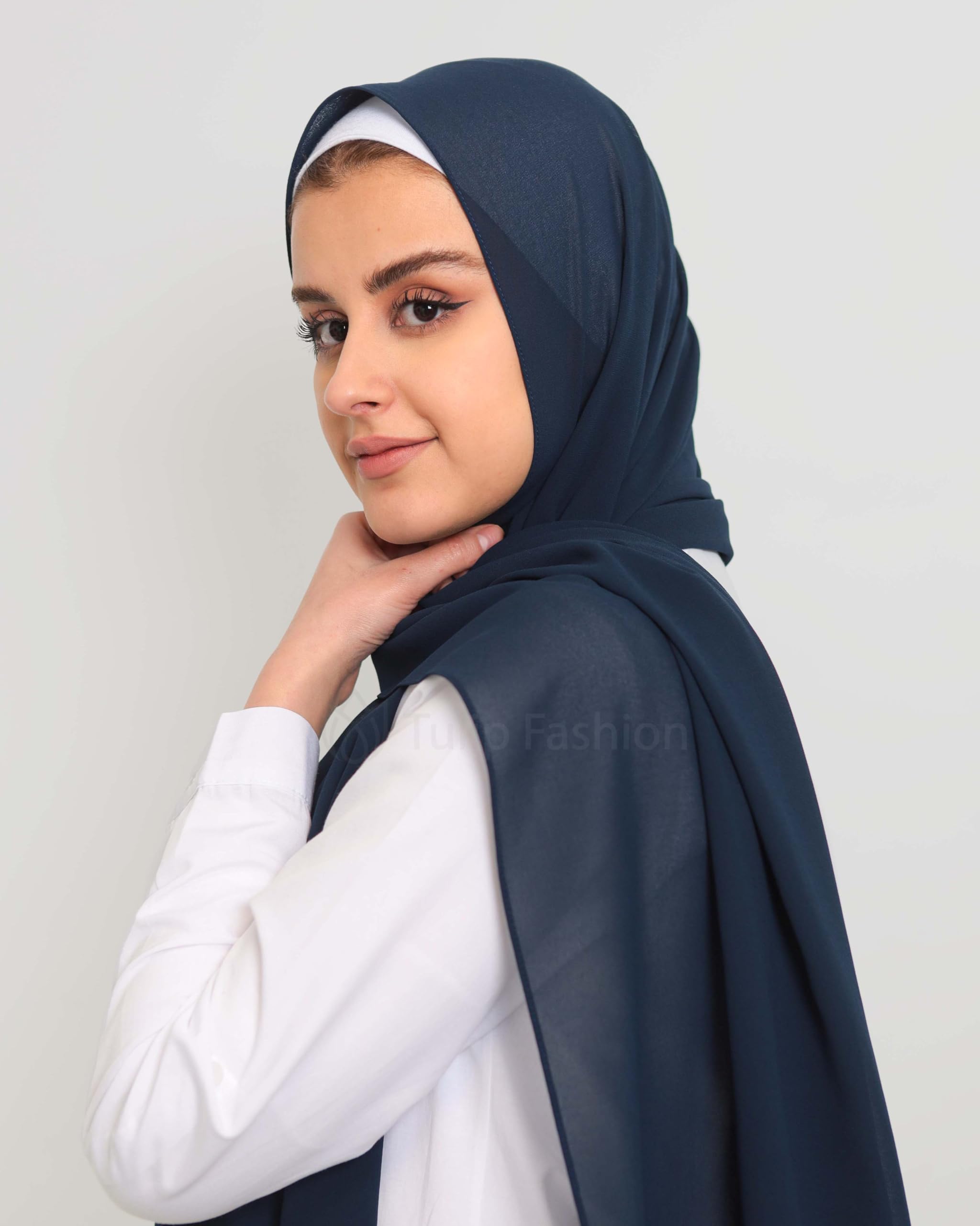 Masrat Collection Poly Georgette Scarf Women Girls Wrap Large Size Hijab Dupatta (without inner cap) (Navy Blue)