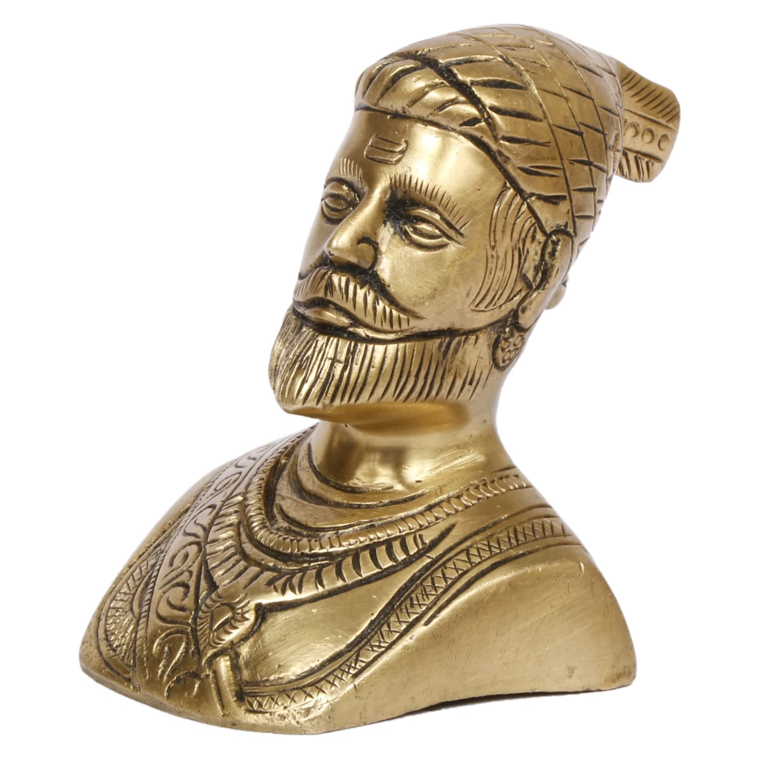 ARTVARKO™ Brass Chhatrapati Shivaji Maharaj Idol,The Legend of Maharashtra Statue Murti Statue for Home Office Décor Gift Item (Golden Small 7x9x8.5 cm)