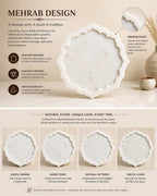 Kay31 10 Inch White Marble Serving Tray with Scalloped Edge, Round Decorative Platter for Jewelry, Vanity Organizer, Home Décor, Decorative Tray (DT-10)