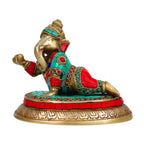 ARTVARKO Baby Ganesha Crawling with laddu Brass with Inlay Handwork.