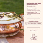 P•TAL Copper Hammered Lagaan 4L | Tin Coated with Brass Lid | 100% Pure Copper Degchi for Cooking Biryani Handi Ptal Brass Utensils for Kitchen