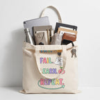 Science-O-Mania Cotton Tote Bag for Women | Fail to Learn Quotes Shoulder Bag | Trendy Aesthetic Printed Shopping, Office, College & Everyday Carry Bag | Cream Color