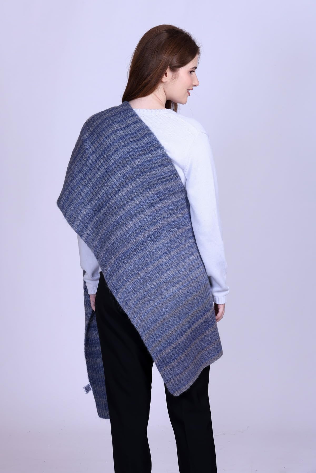 513 Women's Acrylic Woolen Tie & Dye Texture Self Design Casual Warm Winter Wear Muffler Scarf Stole Blue