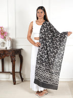 Gutthi Women's Cotton Stoles | Scarf Lightweight & Comfortable for All Seasons | Soft Floral Scarves, Size (100X180 CM) (Black)