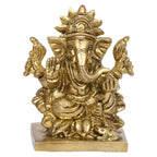 ARTVARKO Brass Lord Ganesha Bhagwan Sitting on Lotus Ganesh Ganpati Idol Figurine for Home Office House Warming Statue Murti for Decoration and Pooja Gifting (Small 7x5x8 CM)