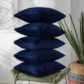 RD TREND® Cushion Cover Set of 5, Decorative Sofa Living Room Home Square Cushion Covers 16 Inch x 16 Inch, Aesthetic Corduroy Striped Double Sided (Navy Blue,Pack of 5)