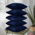 RD TREND® Cushion Cover Set of 5, Decorative Sofa Living Room Home Square Cushion Covers 16 Inch x 16 Inch, Aesthetic Corduroy Striped Double Sided (Navy Blue,Pack of 5)