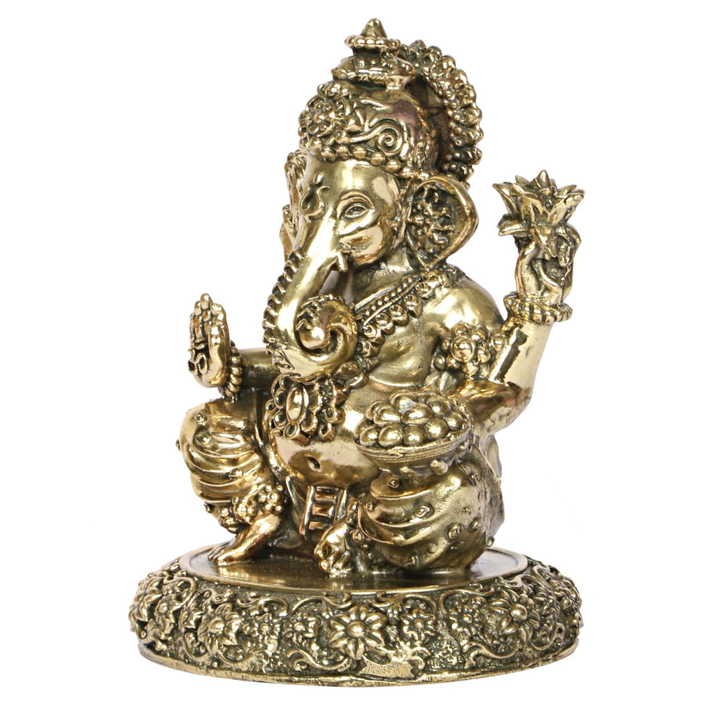 SVARUP Brass Ganesh Lord Ganesha Sitting Murti for Home, Living Room, Office Decor Showpiece for Decoration,Diwali Gift 5 Inch