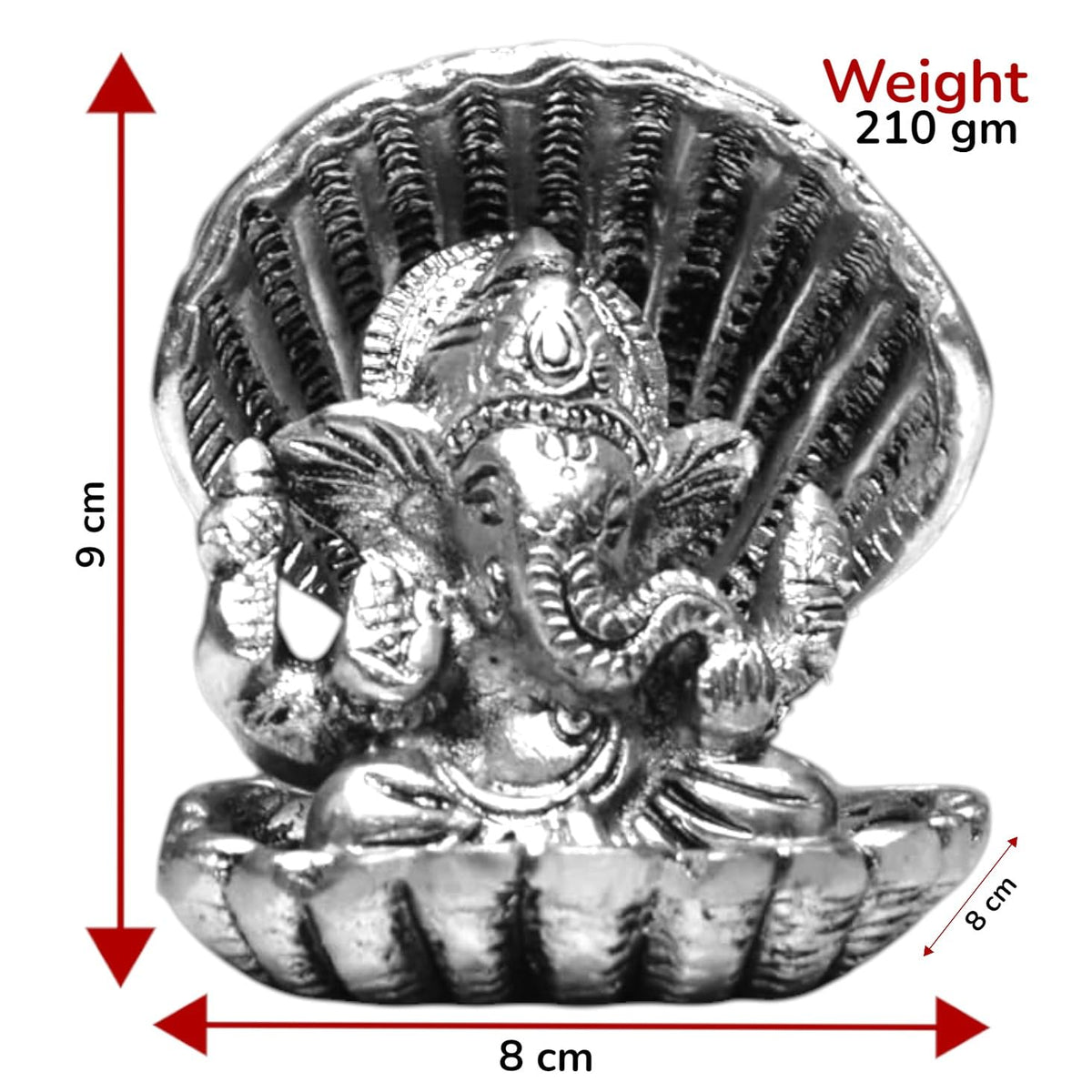 KridayKraft Aluminium Pure Brass | Mandir Ganesh Idol for Desk, Car, and Home Dcor | Yellow Antique Finish