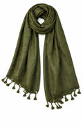 Soft Viscose Fabric Jacquard Scarf, Stole, Shawl (Mehendi Green)
