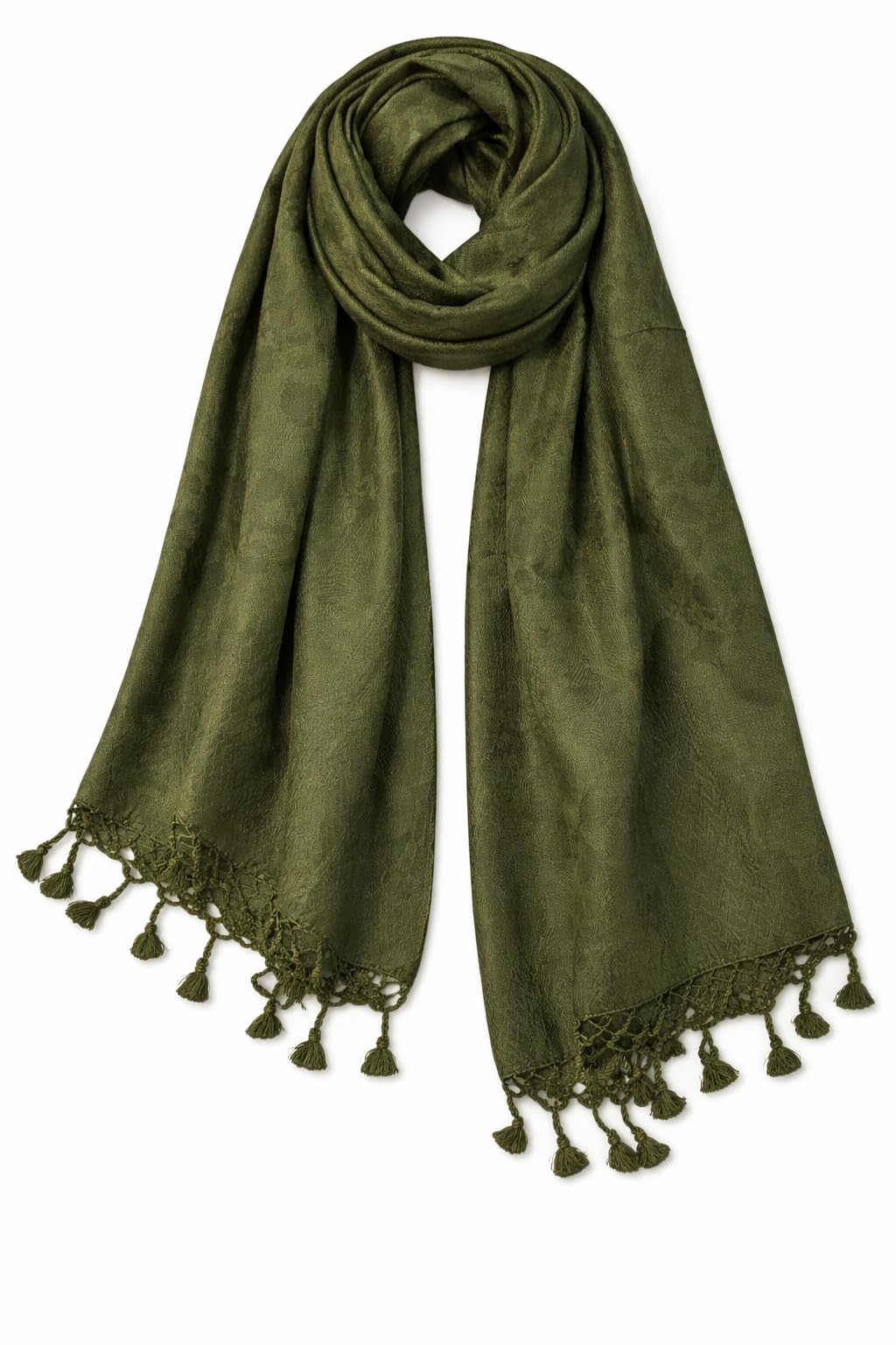 Soft Viscose Fabric Jacquard Scarf, Stole, Shawl (Mehendi Green)