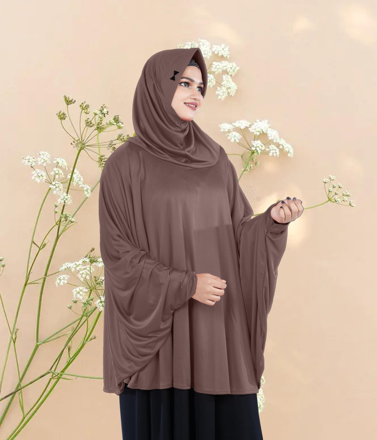 Mehar Hijab's Modest Women's Stylish Instant Sleeve Hijab Solid Polycotton Feel Good Fabric HANANA Sleeve Hijab Free Size (Formal Grey)