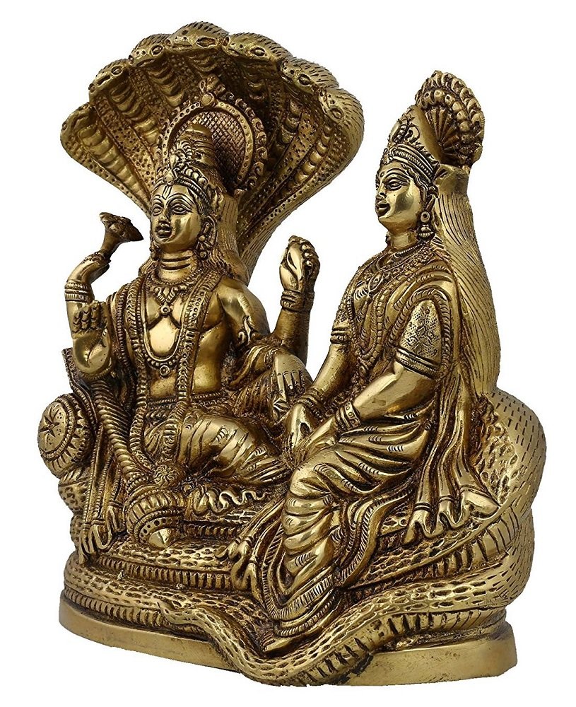 Artvarko Lakshmi Vishnu Brass Idol God Goddess Statues Religious Deity Laxmi Vishnu Resting On Sheshnaag