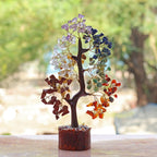Reiki Crystal Products 7 Chakra Crystal Stone Tree | Natural Seven Chakra Gemstone Tree for Balance, Meditation, Focus, Harmony & Positive Energy | Home Office Décor, Vastu & Feng Shui Gift