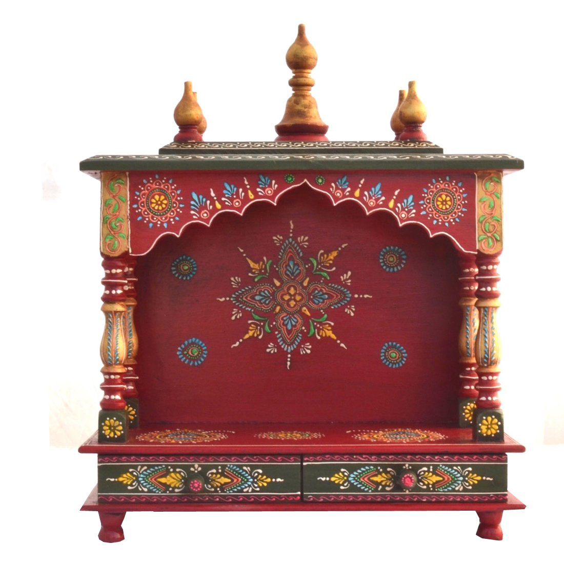 Jodhpur Handicrafts Wood Home Temple (46 x 23x 56 cm, Red)